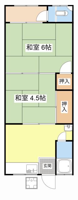 ＪＲ草津線 手原駅 徒歩13分 2階建 築54年(2K/2階)の間取り写真