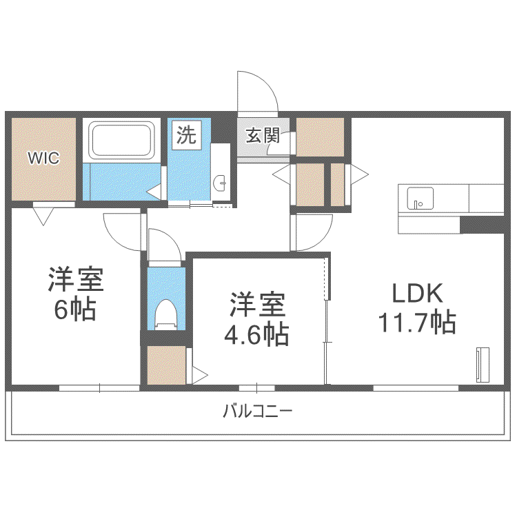 D-ROOM大濠(2LDK/3階)の間取り写真