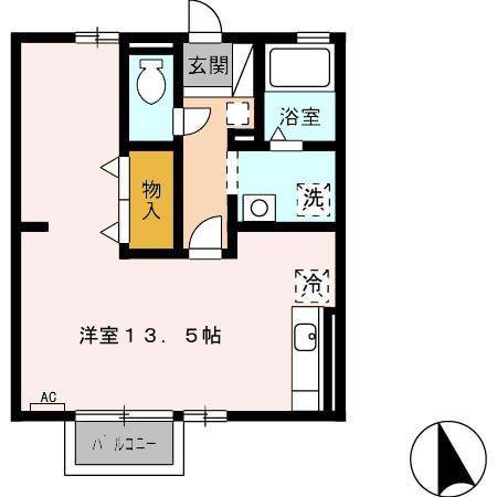 セジュール花梨(ワンルーム/2階)の間取り写真