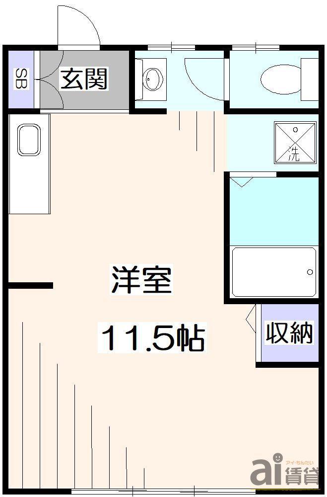 山栄荘(ワンルーム/2階)の間取り写真