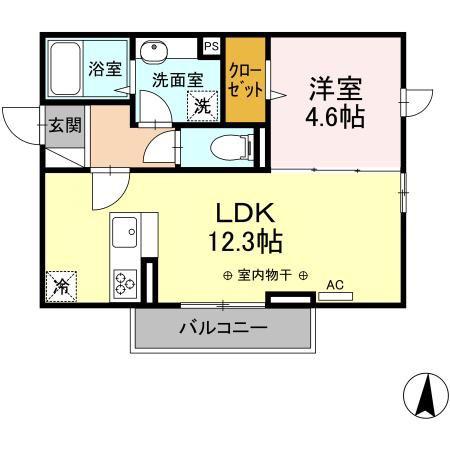 フユシス類家(1LDK/2階)の間取り写真