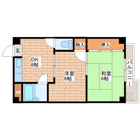 メゾンダイコー(2DK/5階)の間取り写真