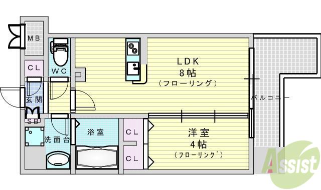 アーバネックス新大阪(1LDK/9階)の間取り写真