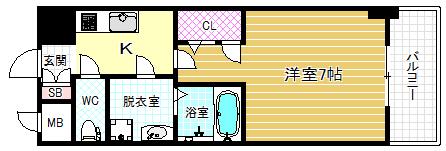 W-STYLE福島IIウィステリア(1K/3階)の間取り写真