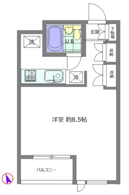 プティベルソ(ワンルーム/1階)の間取り写真