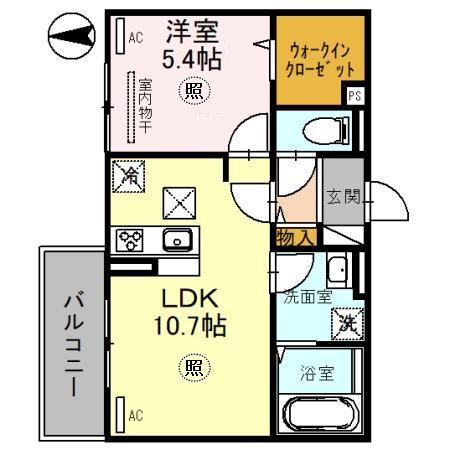 アトラエンテ御崎公園(1LDK/3階)の間取り写真