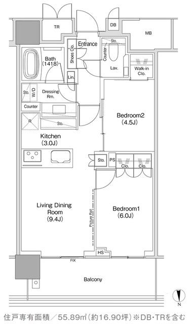 JIYUGAOKA MUSE SQUARE THE RESIDENCE(2LDK/8階)の間取り写真