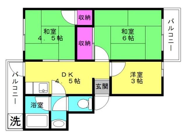 101マンション(3DK/2階)の間取り写真