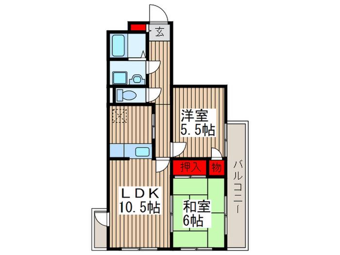 オーチャード(2LDK/6階)の間取り写真
