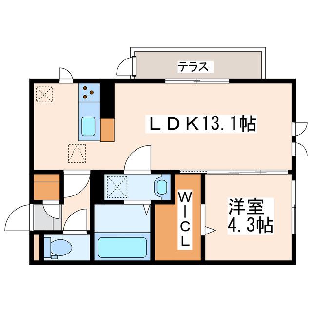 熊本市電健軍線 田崎橋駅 徒歩12分 3階建 築8年(1LDK/2階)の間取り写真