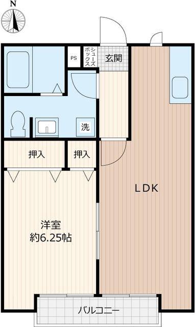 BELLE LEAD あきる野(1LDK/2階)の間取り写真
