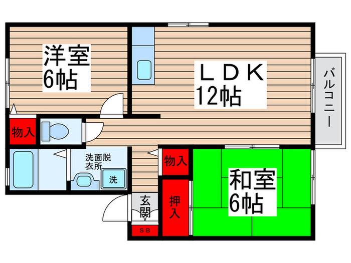 グリーンテリア第6(2LDK/1階)の間取り写真