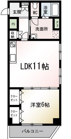 蕪木ビル(1LDK/4階)の間取り写真