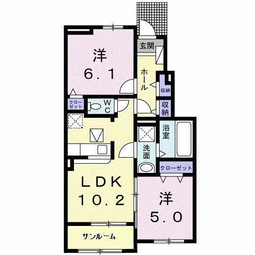 さつまI(2LDK/1階)の間取り写真