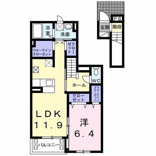 ビオーラ ミユキ B(1LDK/2階)の間取り写真