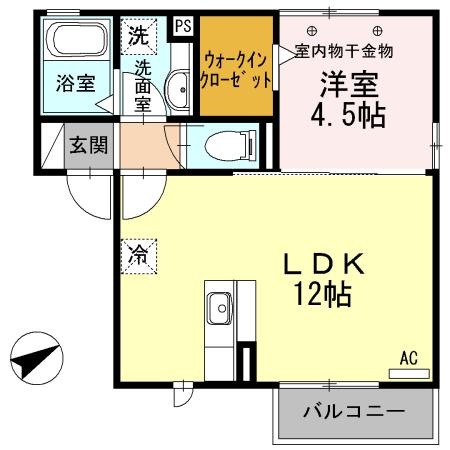 ヴィラ・カーサ(1LDK/1階)の間取り写真