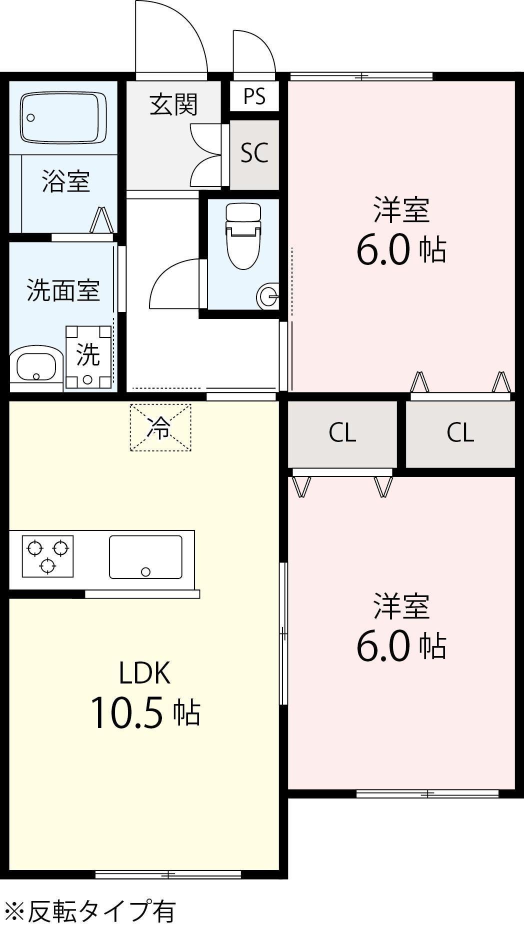 プレジール新町(2LDK/1階)の間取り写真
