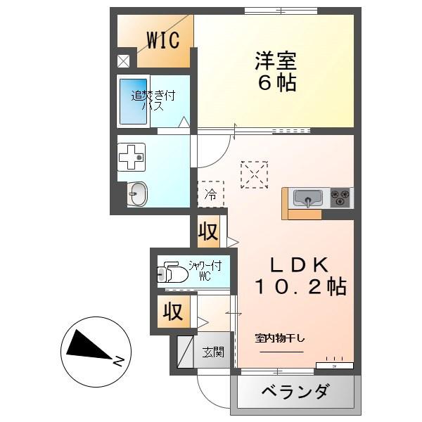 YUCCA TERRACE(1LDK/1階)の間取り写真