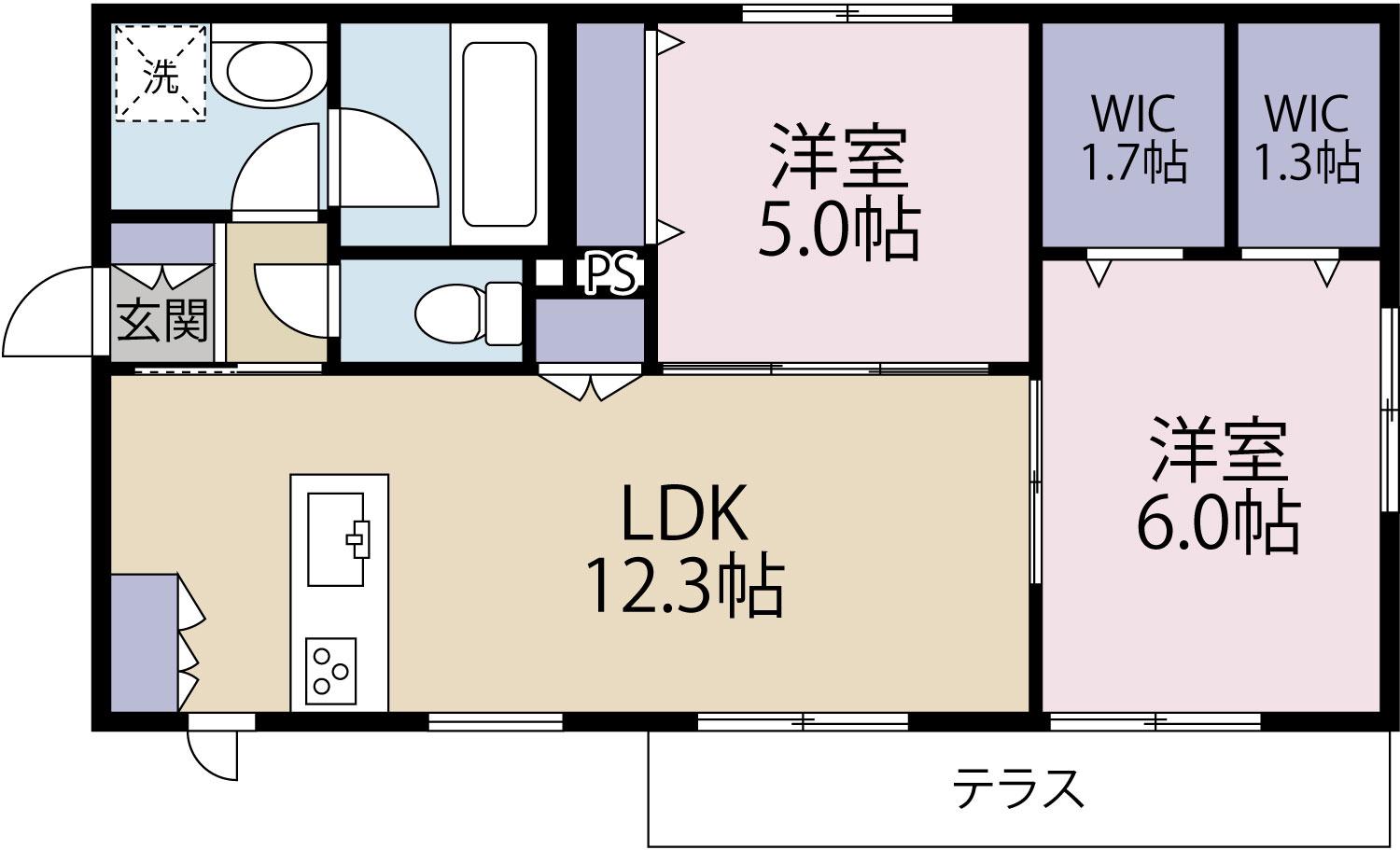 SANTE(2LDK/1階)の間取り写真
