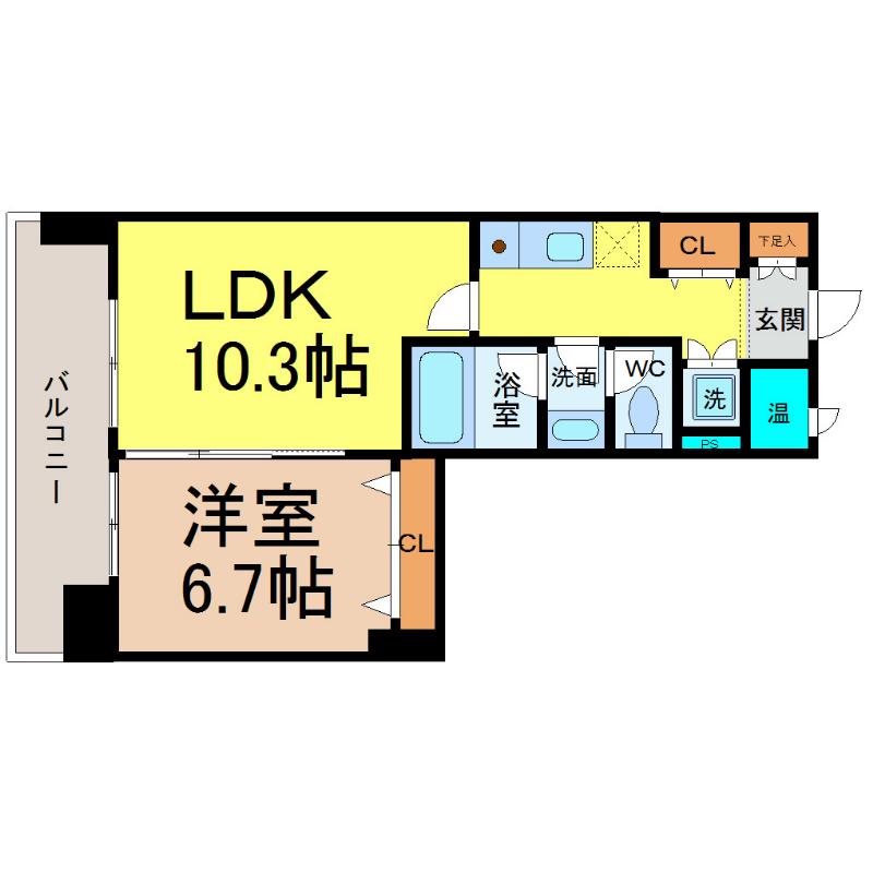 CASAプラスアルファ名駅南(1LDK/5階)の間取り写真