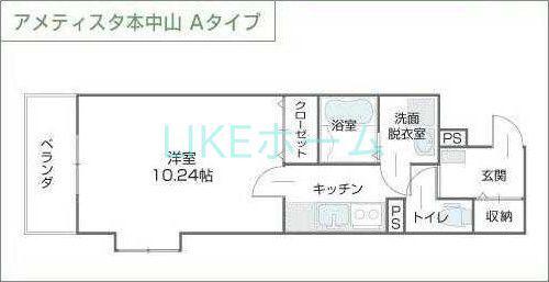 アメティスタ本中山(1K/4階)の間取り写真