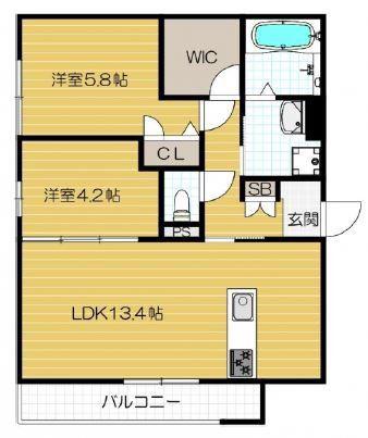 コルヌコピア(2LDK/3階)の間取り写真