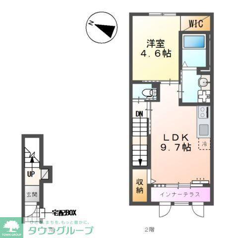 GRANDIR(1LDK/2階)の間取り写真