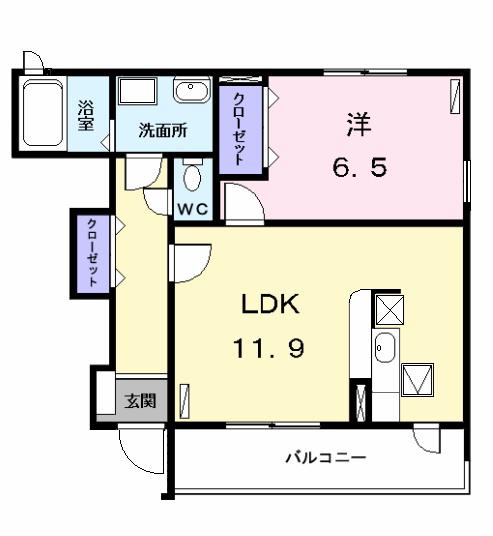 ETERNAL 牛立 S(1LDK/1階)の間取り写真