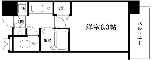 ディナスティ清水谷III(1K/4階)の間取り写真