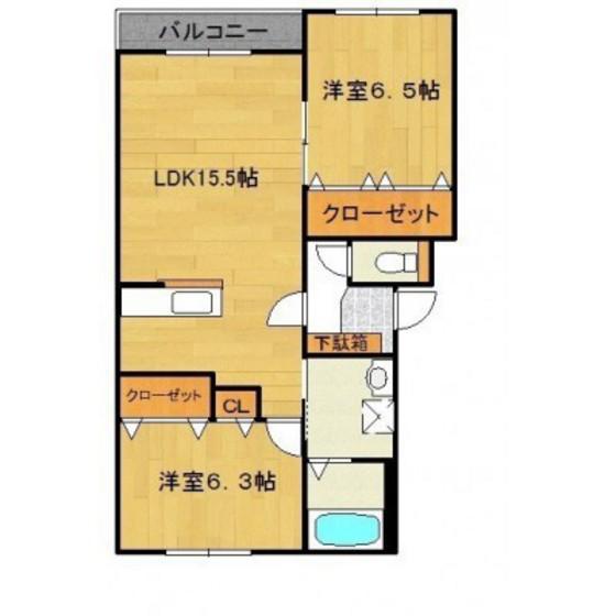 ヴァンクレールIII(2LDK/3階)の間取り写真