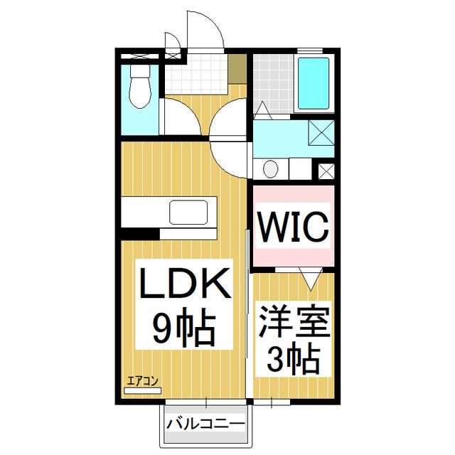 エスポワールB棟(1LDK/2階)の間取り写真