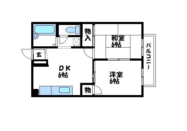 シティハイツもとやB(2DK/2階)の間取り写真