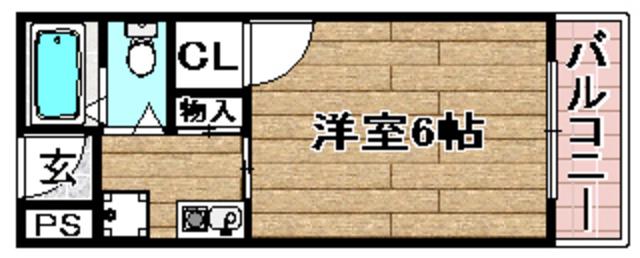 光栄ハイツ芥川(1K/4階)の間取り写真