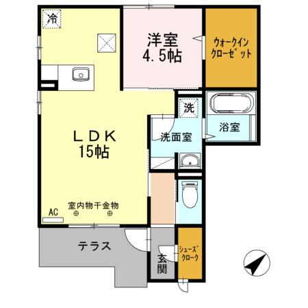 アビエスB(1LDK/1階)の間取り写真