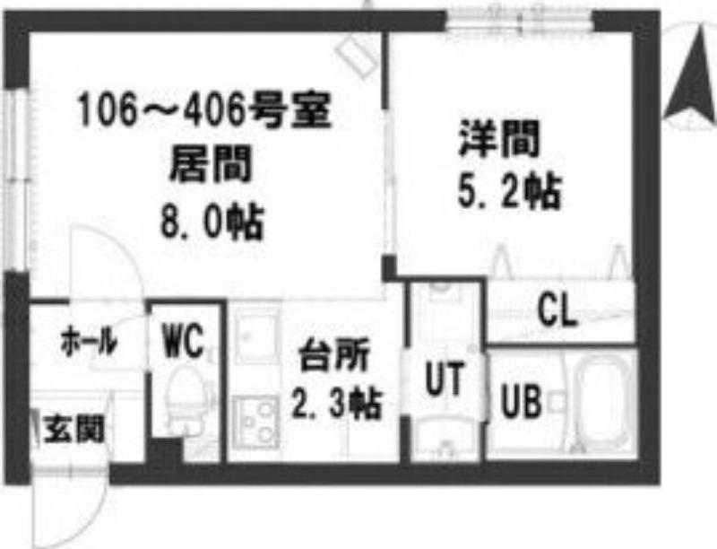 グランメール 北24条駅前(1LDK/2階)の間取り写真