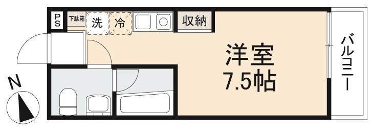 プランドール(ワンルーム/1階)の間取り写真
