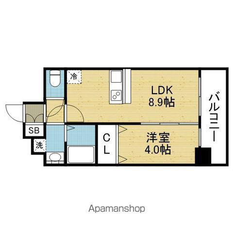 プレリス北巽駅前ラバルス(1LDK/9階)の間取り写真