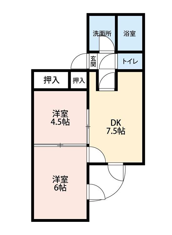 フォレストパークA(2DK/2階)の間取り写真
