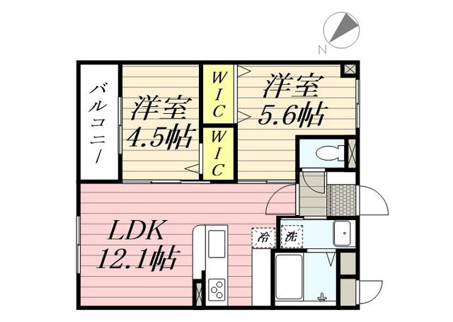 LUXCAS大橋(2LDK/1階)の間取り写真