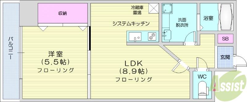 コンフォルト泉中央(1LDK/2階)の間取り写真