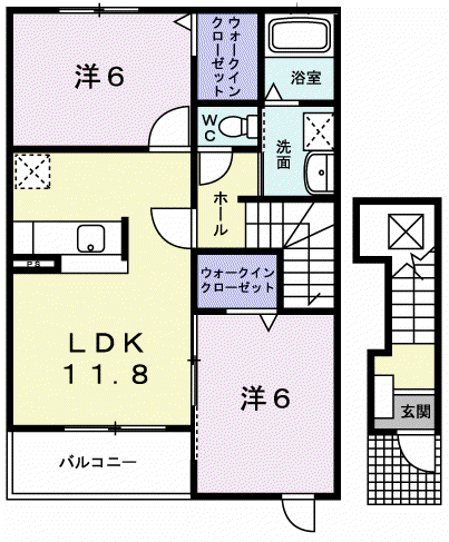 プライムA(2LDK/2階)の間取り写真