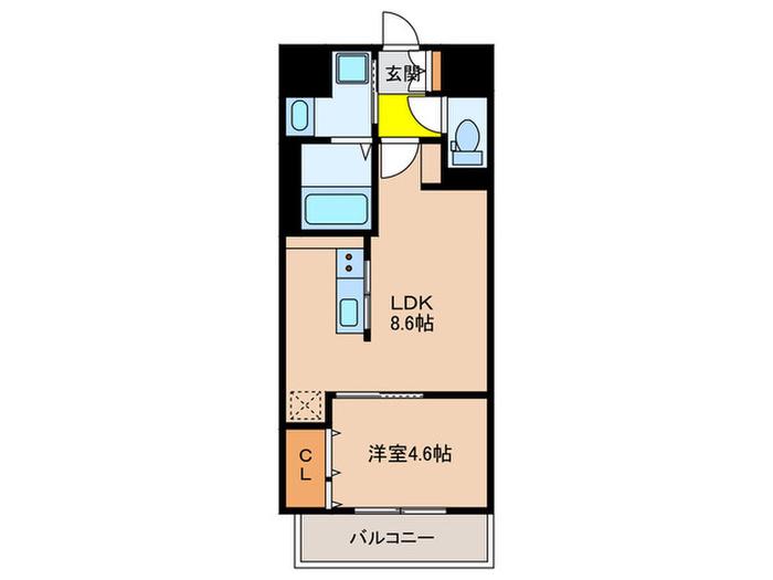 CAISSE 大橋(1LDK/12階)の間取り写真