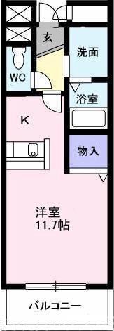 ジュネス(1K/3階)の間取り写真