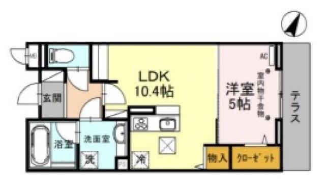 ONARIGOTENーD(1LDK/1階)の間取り写真