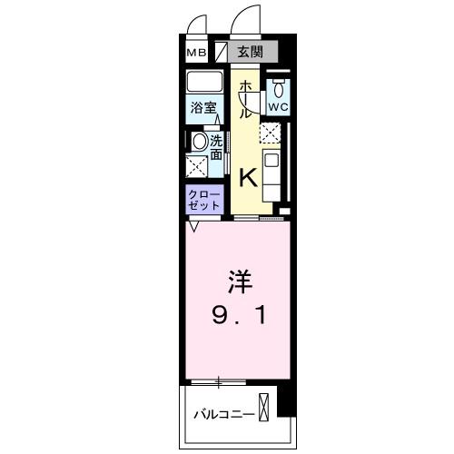 ビジュ桜森(1K/1階)の間取り写真