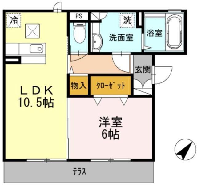 シャルマント(1LDK/1階)の間取り写真