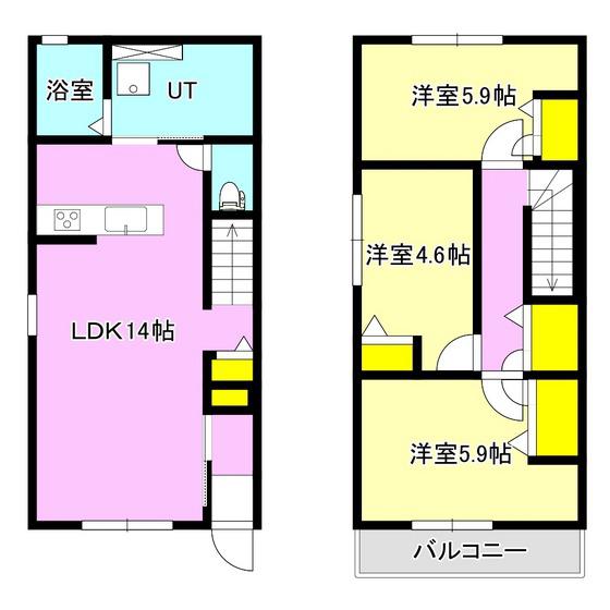 ＪＲ高崎線 高崎駅(ＪＲ) 徒歩32分 2階建 新築(2SLDK/1階)の間取り写真