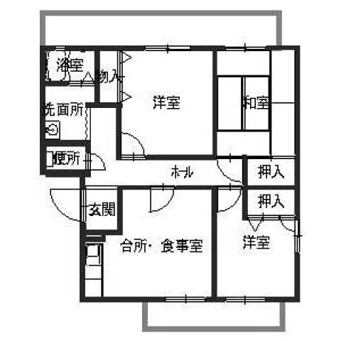 オリーブ泉ヶ丘IIA棟(3DK/3階)の間取り写真