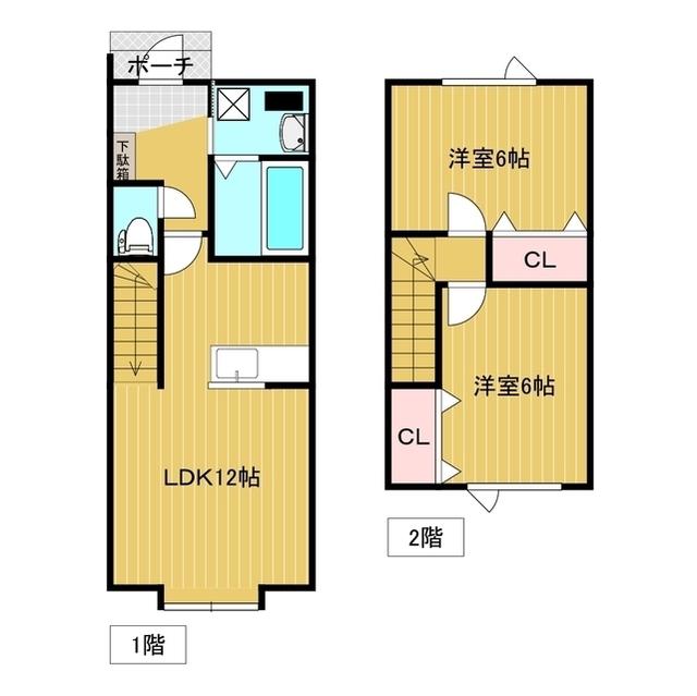 ファミール南A棟(2LDK/1階)の間取り写真
