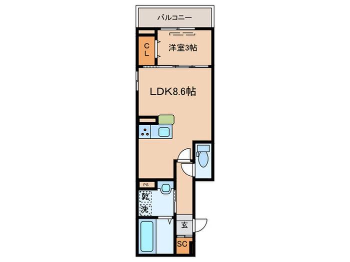 ルナジア(1LDK/2階)の間取り写真
